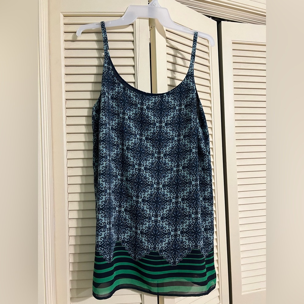 Elegant Blue and Green Patterned Women's Top